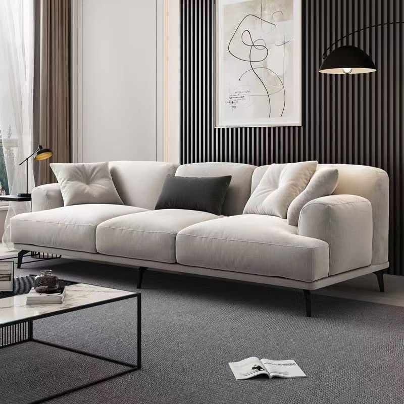 新款现代式布艺沙发客厅小户型公寓简约意式轻奢科技绒三人位沙发