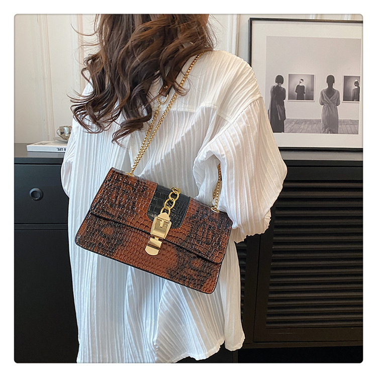 Women's Gender Classic Style Style Square Shape Small Size Women's Small Summer Pu Leather Color Block Classic Style Square Lock Clasp Shoulder Bag