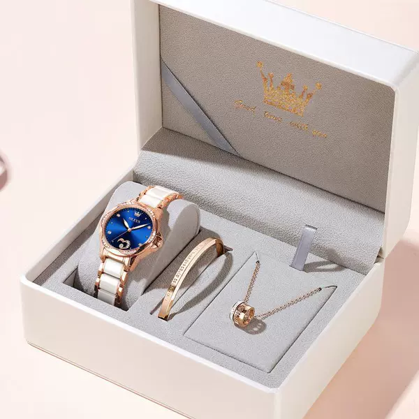 Set, watch, bracelet, necklace, 3 piece set