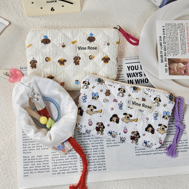 Quilted Cotton Floral Coin Purse Portable Travel Ins Cute Mini Lipstick Bag Storage Bag Card Holder Quilted Cotton Floral Coin Purse Portable Travel Ins Cute Mini Lipstick Bag Storage Bag Card Holder