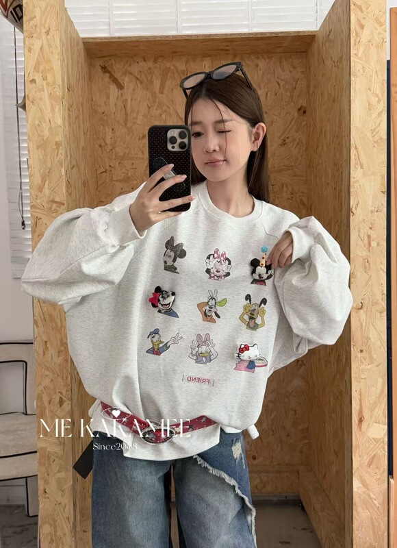 ME KAKAMEE十三行秋季美式趣味九宫格卡通MQ大版百搭卫衣女 8913|undefined