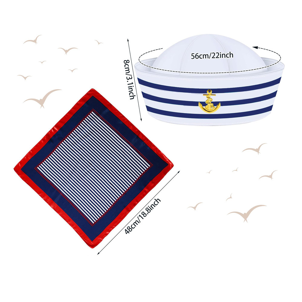 Navy Captain Sailor Hat Sunglasses And Scarf Cosplay Set_voghion.com