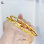 金店同款古法沙金999碎冰冰双环手镯时尚百搭直播爆款女手环批发