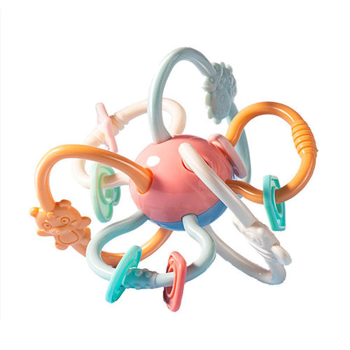 Infant toys, edible and boilable, intelligence-developing, early education, newborn baby grasping training, 3 months, 6 Manhattan grab ball