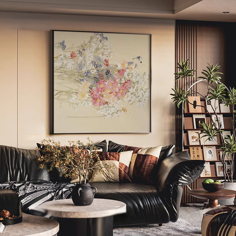 老钱中古风装饰画复古餐厅背景墙法式中国风玄关壁画宋代美学挂画