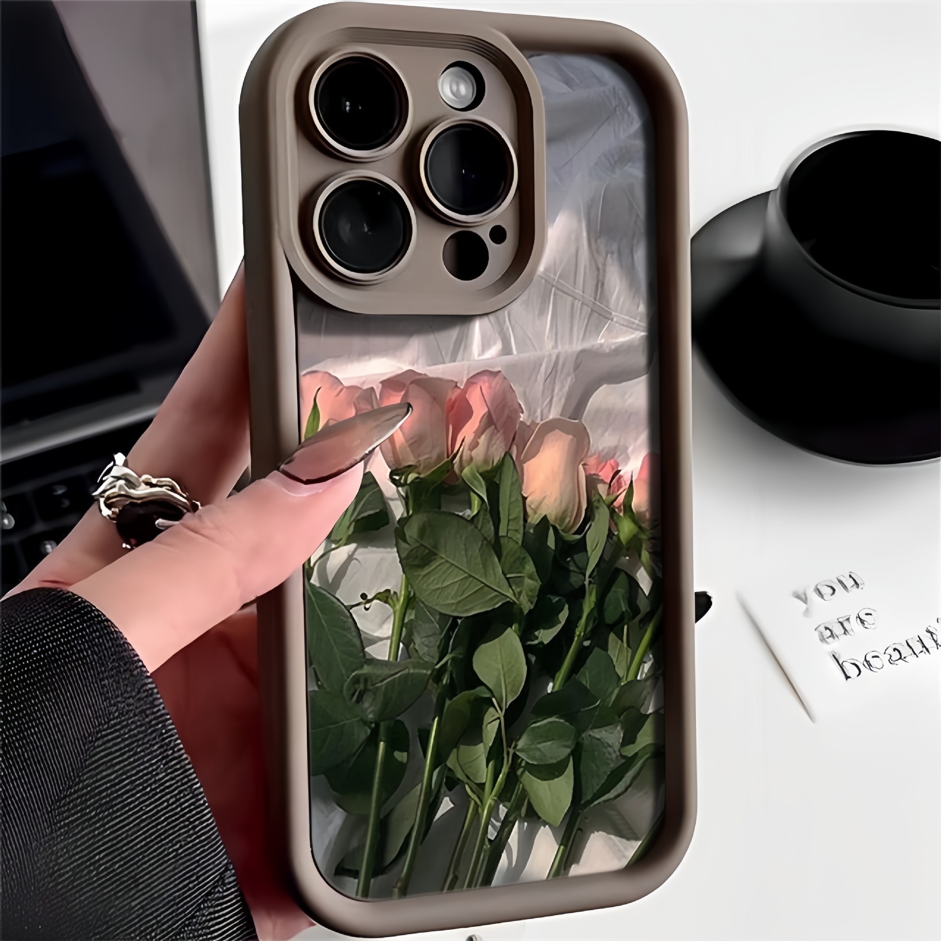 Adecuado para funda de teléfono Apple 15 promax, nuevo iPhone 14 sense, 13 pro trend, 12 rosas rosadas_voghion.com