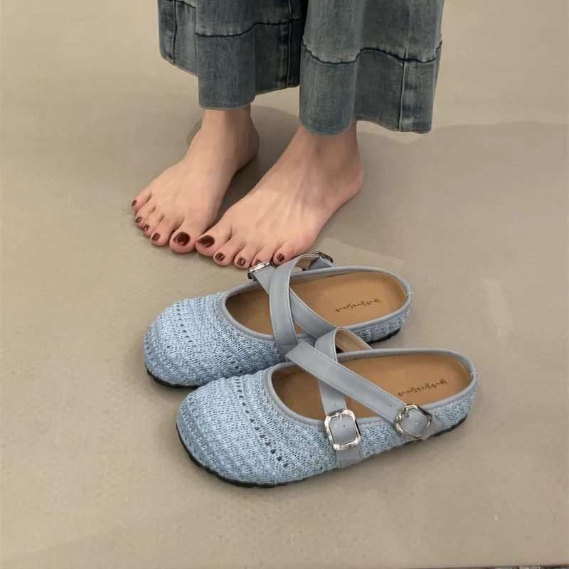 Wanwanfeng носит богемные туфли Birkenstock для женщин новая весна-лето 2025 отпуск, Mary Jane полузаноски