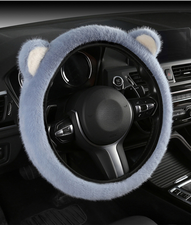 Internet Celebrity Cat Ear Plush Car Steering Wheel Cover Cute Cartoon Cover Autumn and Winter Cold Protection Wholesale