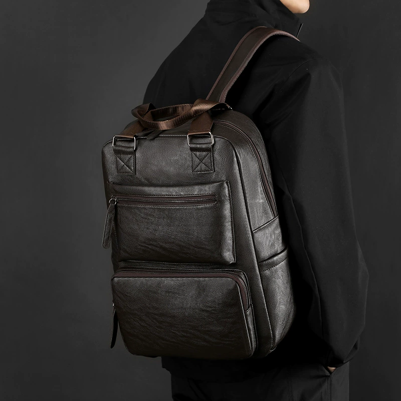 Men's retro capacious backpack, trend travel bag, laptop, high-quality style, business version