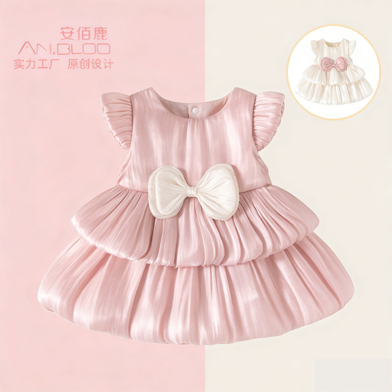 Summer Baby Girl's 100-Day Banquet Princess Dress, Mesh Cake Skirt, Baby's One-Year-Old Dress, Puffy Skirt, Anbaolu Summer Baby Girl's 100-Day Banquet Princess Dress, Mesh Cake Skirt, Baby's One-Year-Old Dress, Puffy Skirt, Anbaolu