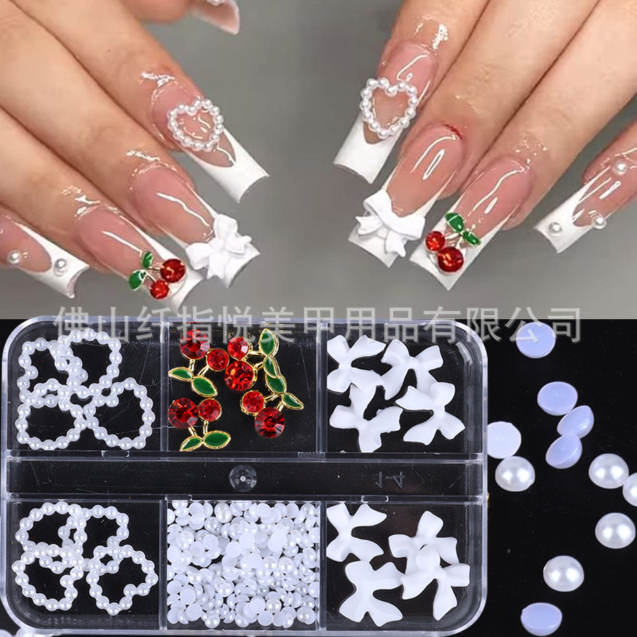 brand fresh nail decoration pearl with bow