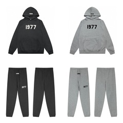 2025春秋新款 FOG 植绒1977图案圆领套头连帽卫衣男女同款一件批