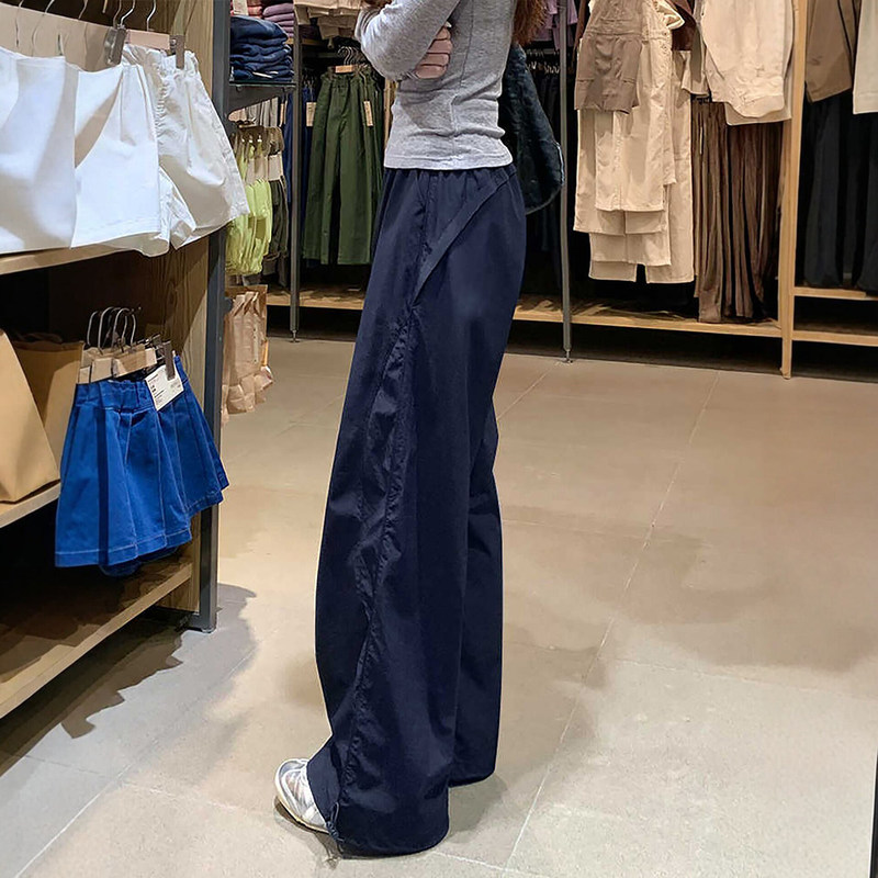 American-Style Navy Blue Work Pants for Women, 2026 New Summer Model, Loose Wide-Leg Pants for Petite Figures, Quick-Dry Sports Casual Pants American-Style Navy Blue Work Pants for Women, 2026 New Summer Model, Loose Wide-Leg Pants for Petite Figures, Quick-Dry Sports Casual Pants