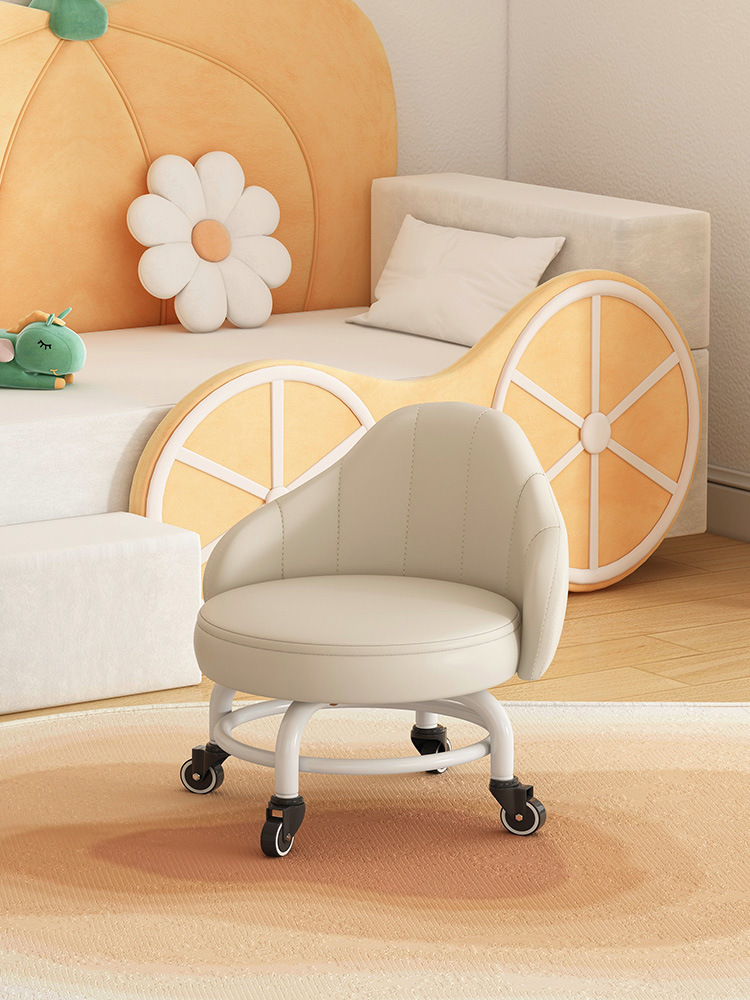Low stool with wheels household mute pulley beauty seam chair children toddler universal wheel small stool lazy with baby artifact