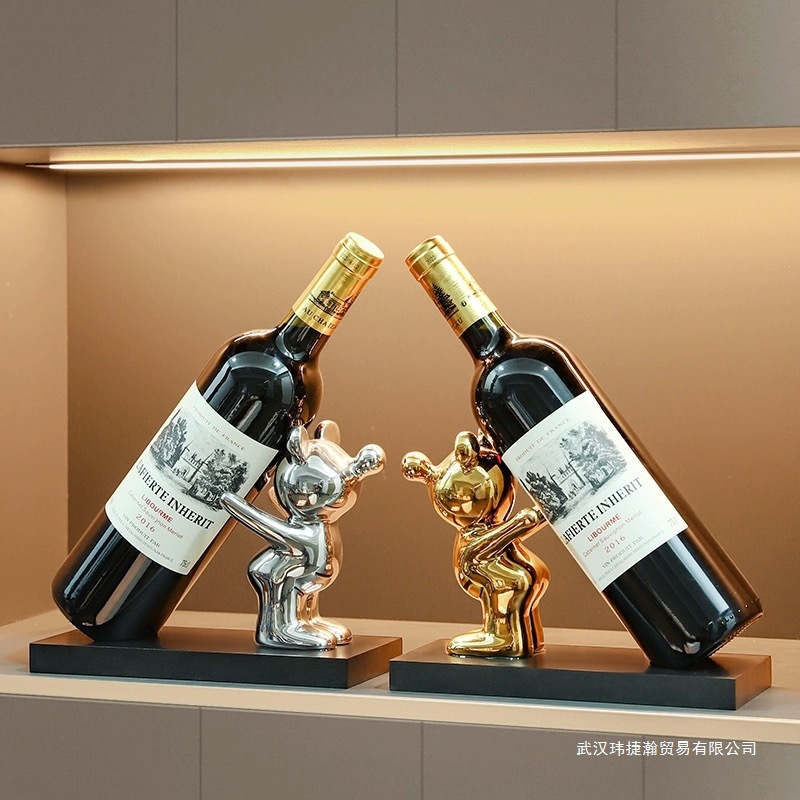 Red Wine Rack Ornaments, Creative High-End Living Room Wine Cabinet Decorations, Home Entrance Dining Table, Tv Cabinet, Violent Bear Ornaments