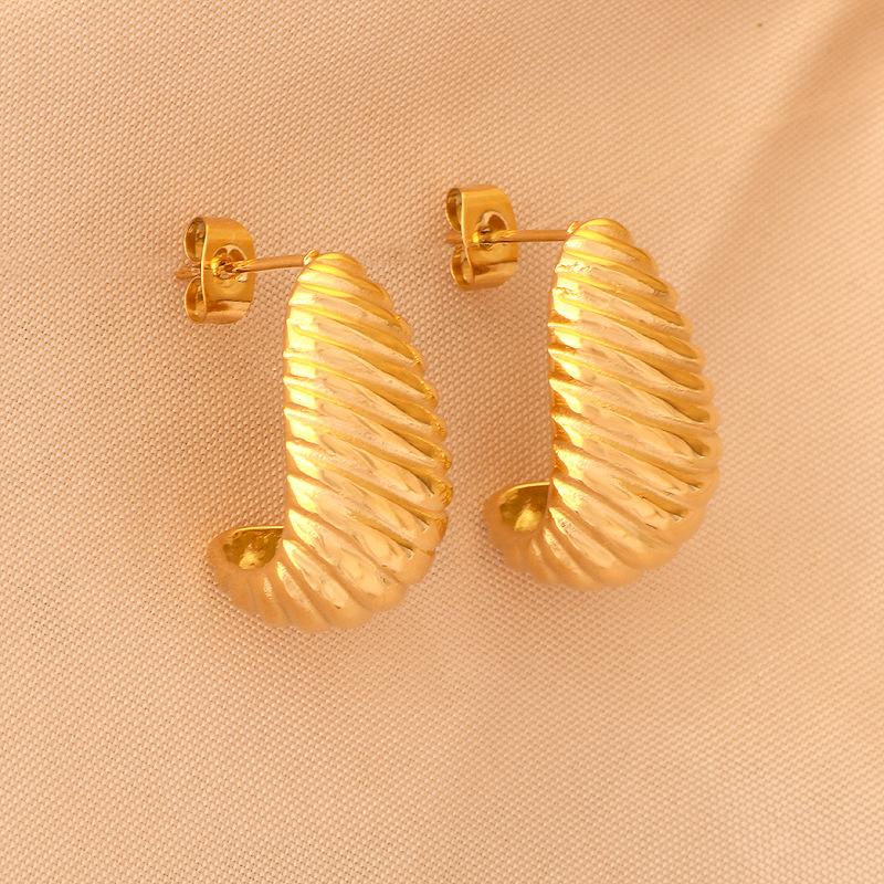 1 Pair Ig Style Geometric Plating Titanium Steel 18k Gold Plated Ear Studs display picture 1