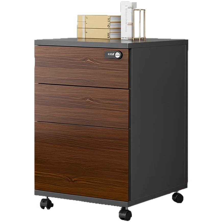 Gabinete de archivos de oficina con cerradura de madera pequeño gabinete de almacenamiento móvil gabinete de cajones con ruedas bajo la mesa gabinete bajo