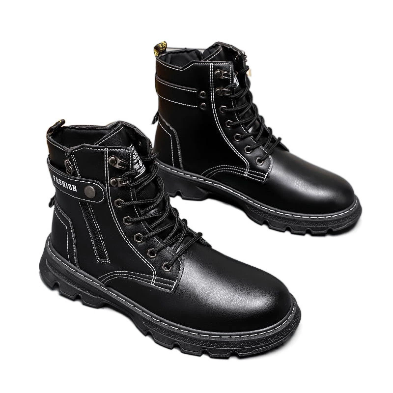 Высокие зимние ботинки в английском (martens) стиле, с тёплой подкладкой, шнуровка и молния, размеры 39–44