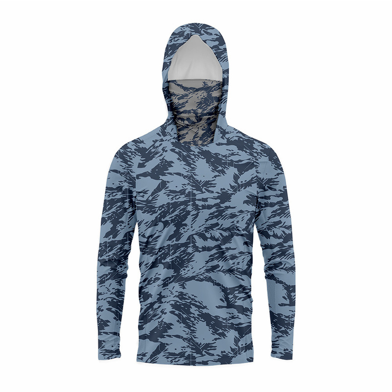2025 Cross-Border Hot Camouflage Ice Silk Quick-Drying Fishing Suit Sea Fishing Hooded Mask Sun Protection Shirt Printed Sublimation