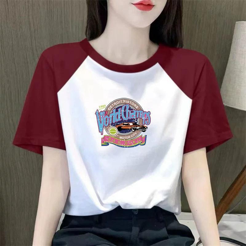 Cross-Border Foreign Trade Fashion Mom T-Shirt Summer New Korean Style Loose Slimming Short-Sleeve Top Round Neck T-Shirt Cross-Border Foreign Trade Fashion Mom T-Shirt Summer New Korean Style Loose Slimming Short-Sleeve Top Round Neck T-Shirt