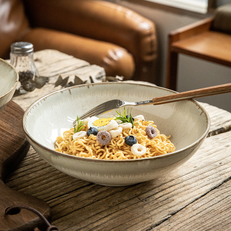 Retro Gradiente Douga Bowl 8 pulgadas tazón de platos de cerámica tazón de ensalada tazón de fideos práctico tazón de sopa tazón exportación transfronteriza