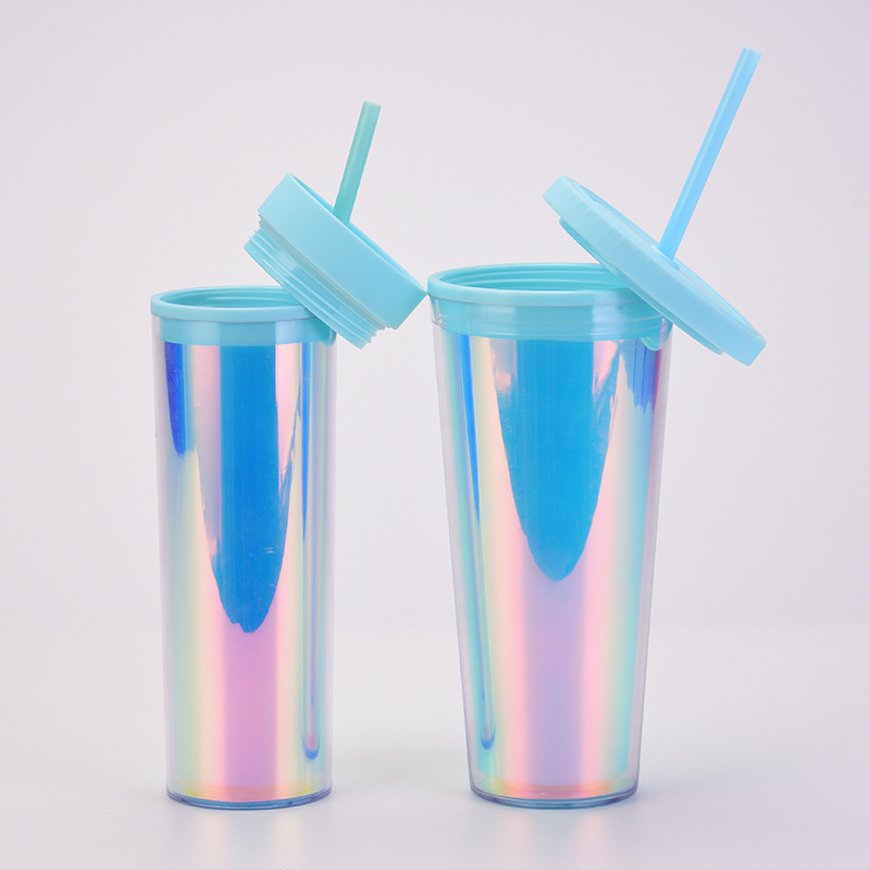 Factory Direct Supply Thickened Tumbler Double Plastic Straw Cup Large Capacity Outdoor Magic Color Drink Cup Customizable display picture 9