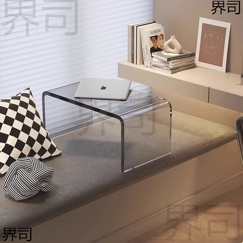透明亚克力阳台飘窗桌子茶几卧室家用边床上炕U型置物展示架|undefined