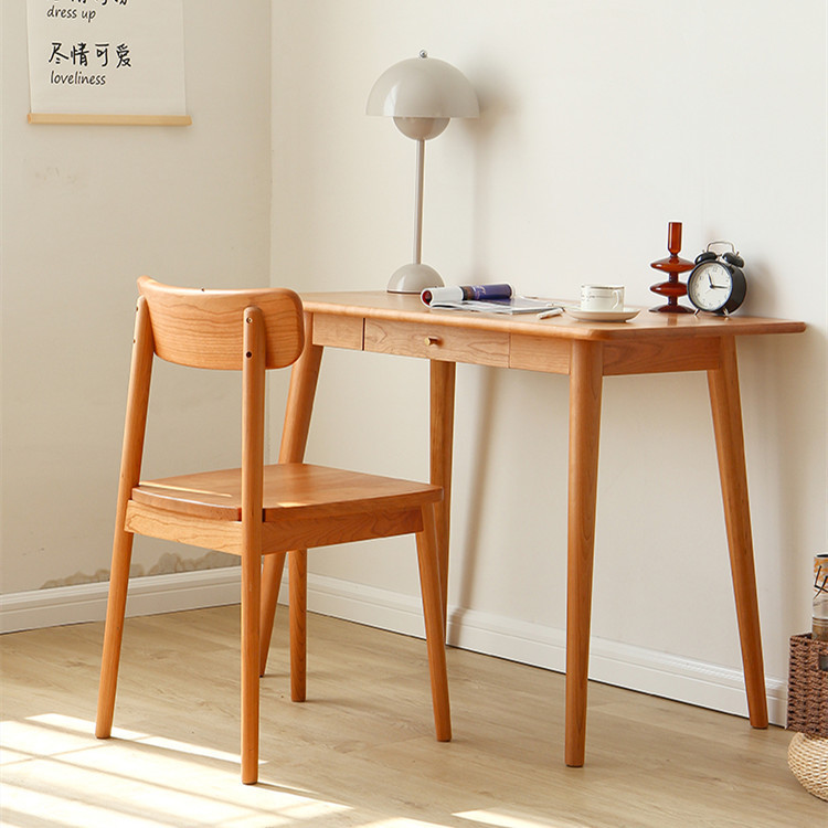 Nordic solid wood desk cherry wood White Oak study desk Japanese log simple small apartment computer desk writing desk