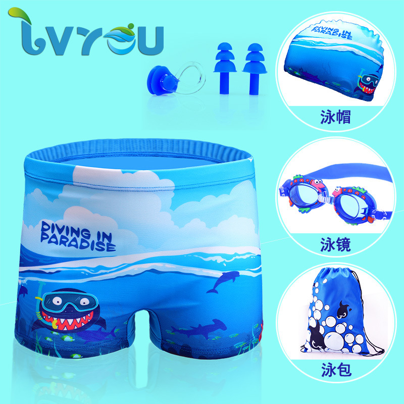 Pantalones de baño para niños, niños, niños, trajes de baño para niños, gorras de baño, gafas de baño para niños, comercio exterior