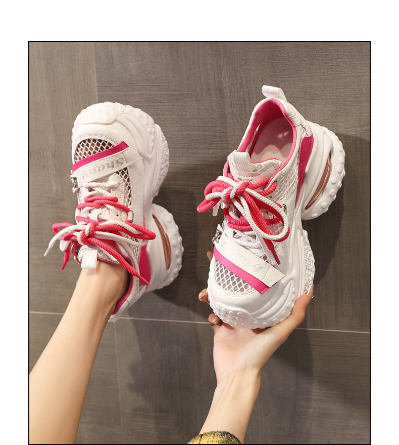 Giày sneaker nữ đế dày tăng chiều cao lưới thoáng khí phong cách thể thao — xám xanh chi tiết 14