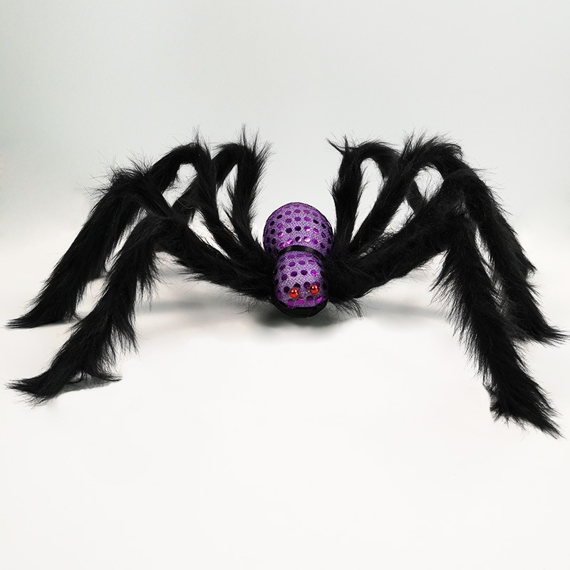 Decoración de Halloween araña sitio de diseño de props simulación peluche gran araña negra casa embrujada juguetes al por mayor image 5