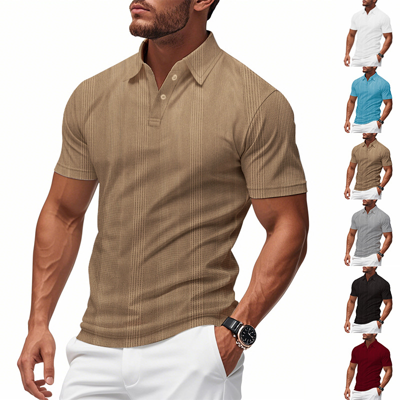 Camisas de polo europeas y americanas transfronterizas de verano de golf masculinas sueltas con solapas transpirables, mangas cortas