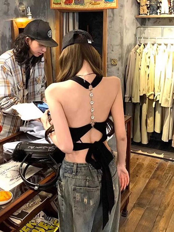 女性が夏に着用できるバックストラップ付きホルターネックキャミソール、タイのホットガール、セクシーなバックレスチューブトップ、ユニーク|undefined