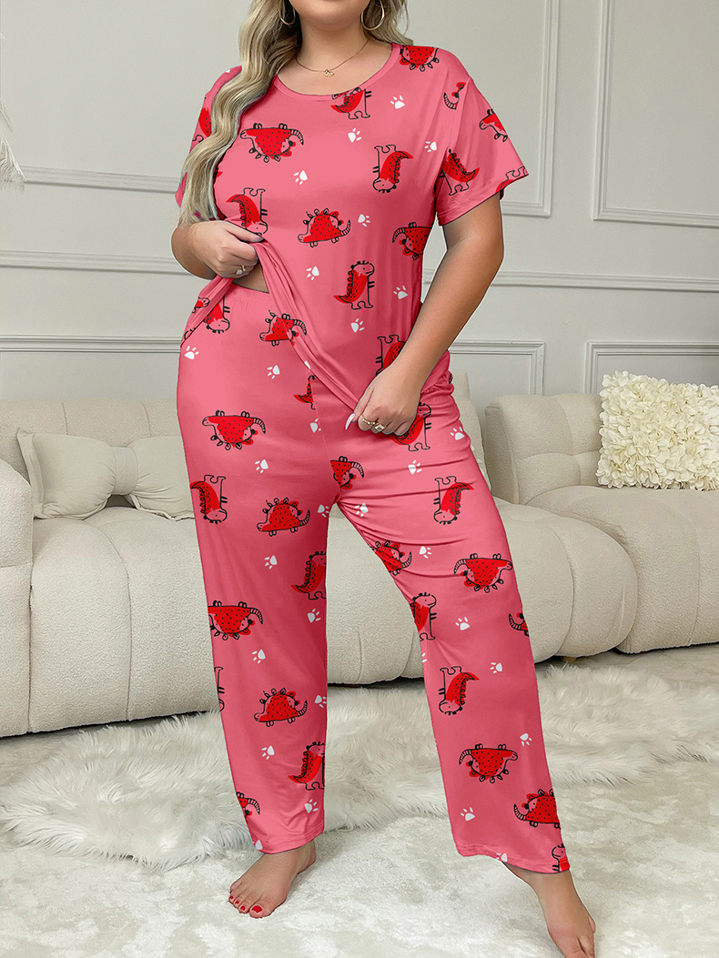 ChicShe Europäischer und Amerikanischer Cross-Border Herbst-Pyjama mit neuem Cartoon-Print für Damen, Kurzarm, lange Hose, lässiges Homewear-Set_voghion.com