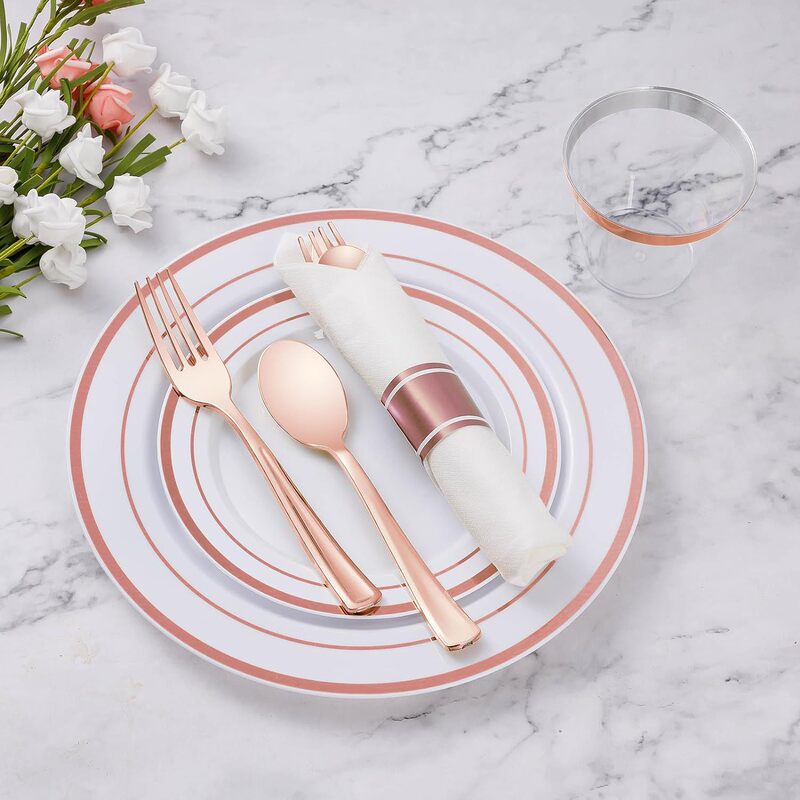 Disposable Tableware Package Plastic Degradable Plate Tableware suit Cross-border Amazon Hot Sale Phnom Penh 25