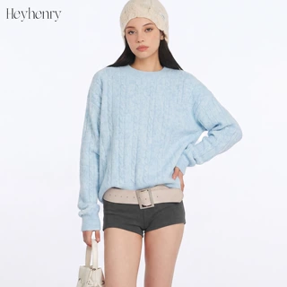 HeyHenry秋冬款圆领纯色针织衫男女麻花简约休闲情侣内搭保暖毛衣