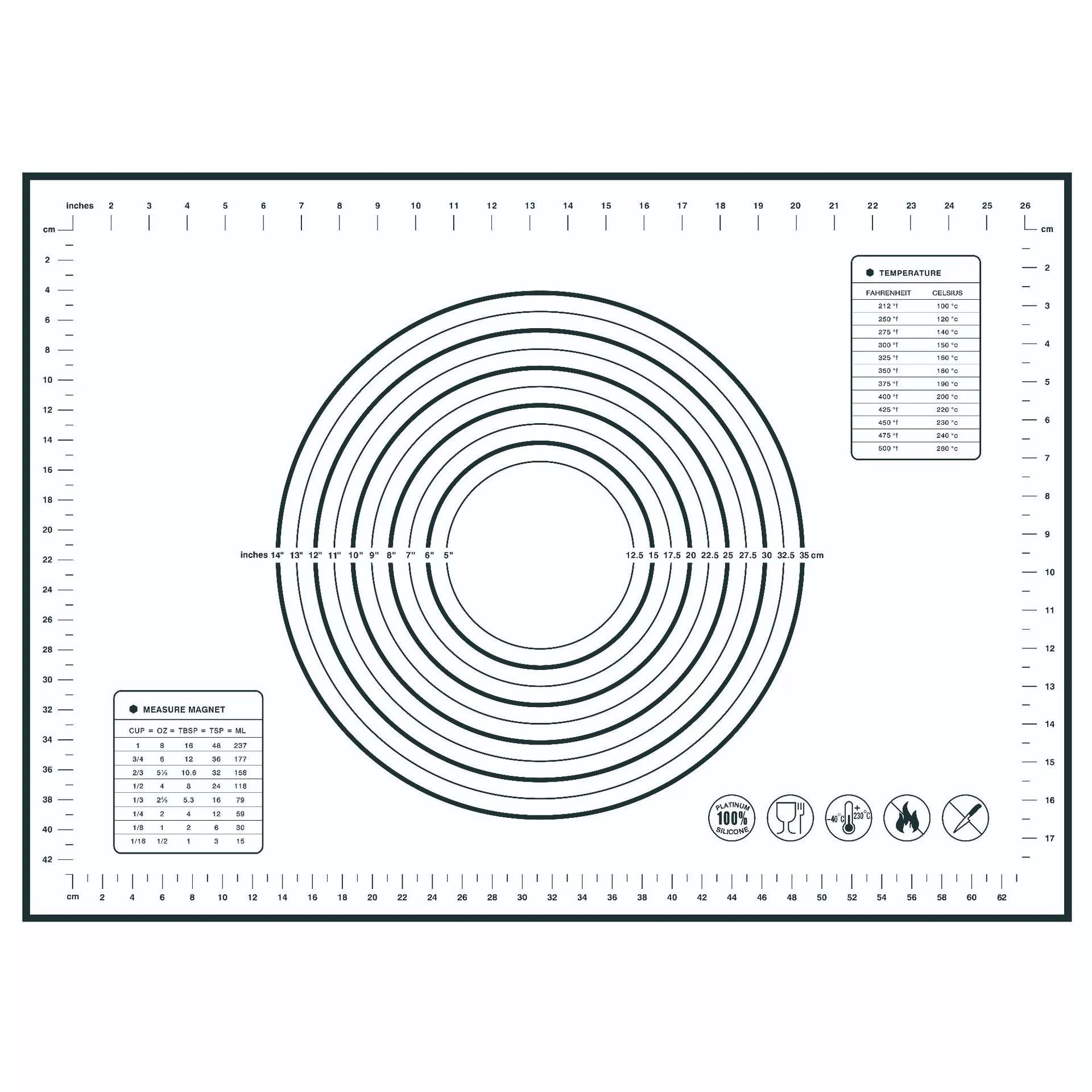 Silicone Kneading Pad, Baking/Rolling Cushion, Multiple Sizes 30×40–60×80 cm, 0.35 mm