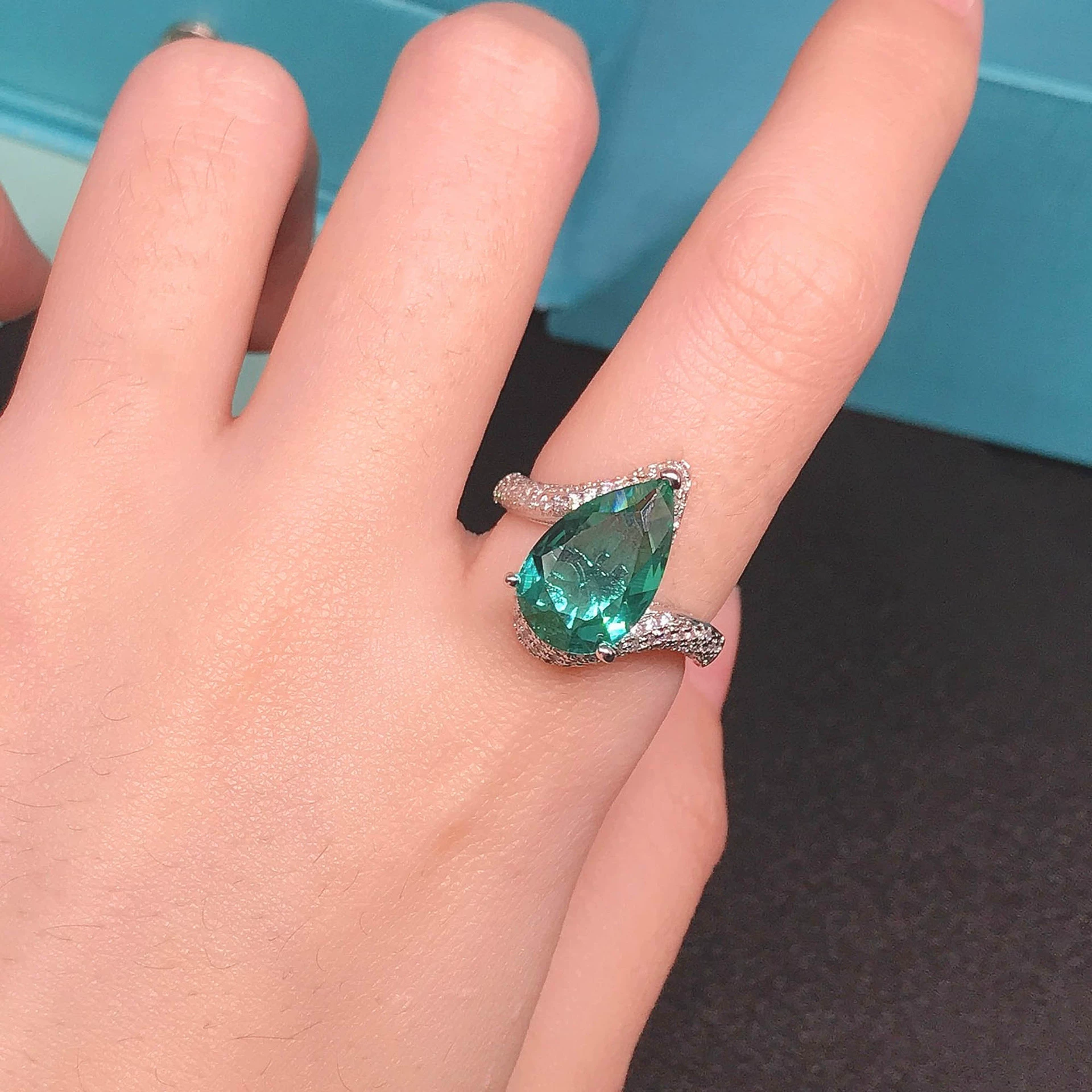 Сеть Tourmaline синтезированное кольцо одного размера в форме капли