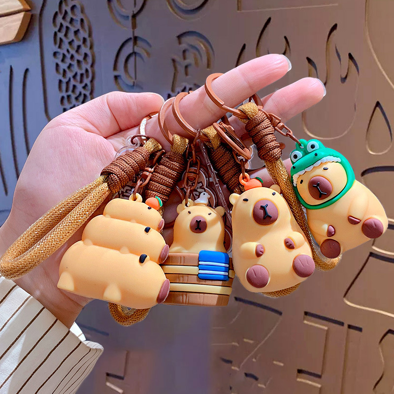 Dolphin Door Forever Cute Cartoon Capibara Keychain School Bag Pendant Car Keychain Creative Gift Wholesale Dolphin Door Forever Cute Cartoon Capibara Keychain School Bag Pendant Car Keychain Creative Gift Wholesale