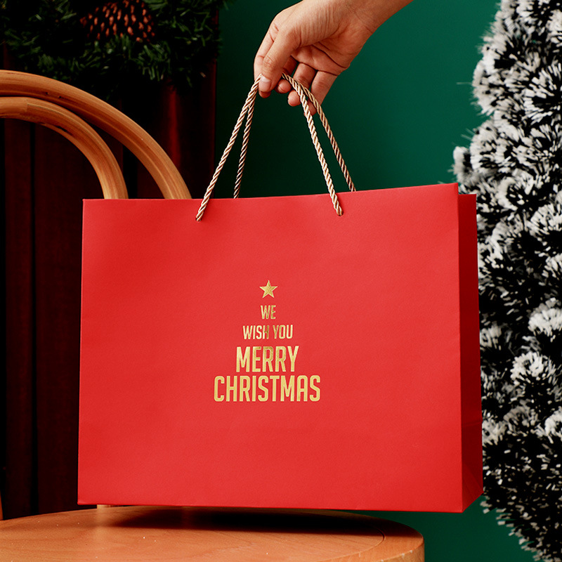 Nueva bolsa de regalo de Navidad Apple Candy Bufandas bolsa de regalo de Navidad bolsa de embalaje rojo bolsa de cartón blanco image 3