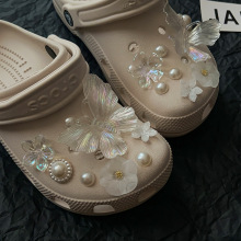 洞洞鞋配饰diy水晶花朵蝴蝶拖鞋鞋花适配卡洛驰洞洞鞋配饰女装饰