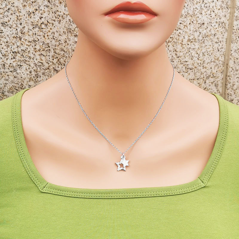 Simple Style Star Titanium Steel Inlay Rhinestones Pendant Necklace 1 Piece