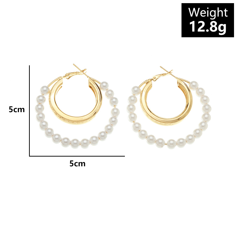 Fashion Alloy Pearl Circle Earrings Simple Sweet Womenu0027s Jewelry
