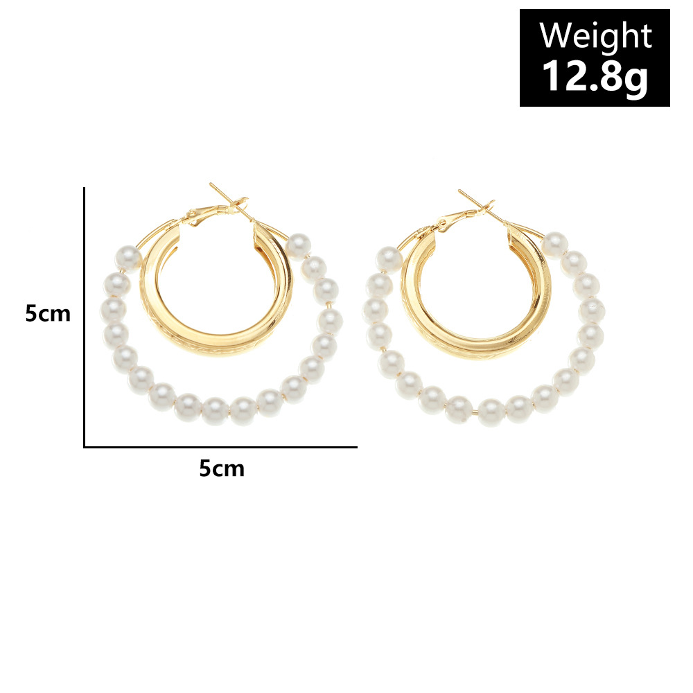 Fashion Alloy Pearl Circle Earrings Simple Sweet Women's Jewelry display picture 2