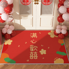 新款紅色喜慶地墊家用入戶玄關腳墊結婚新居入宅門墊可代發