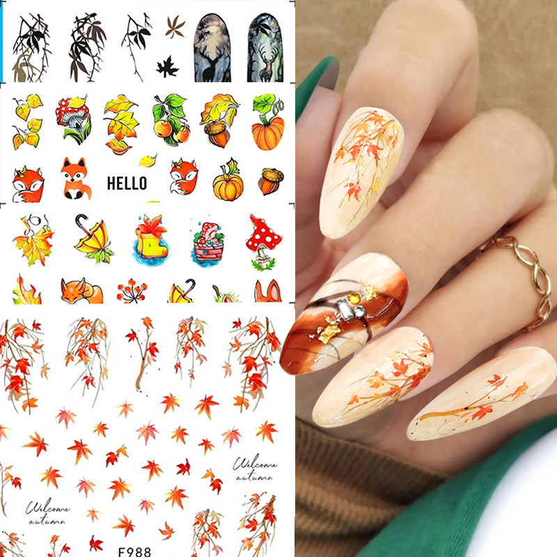 Autumn Autumn Maple Leaf Leaf nail sticker nail sticker tape adhesive F988 F989 F986 F987