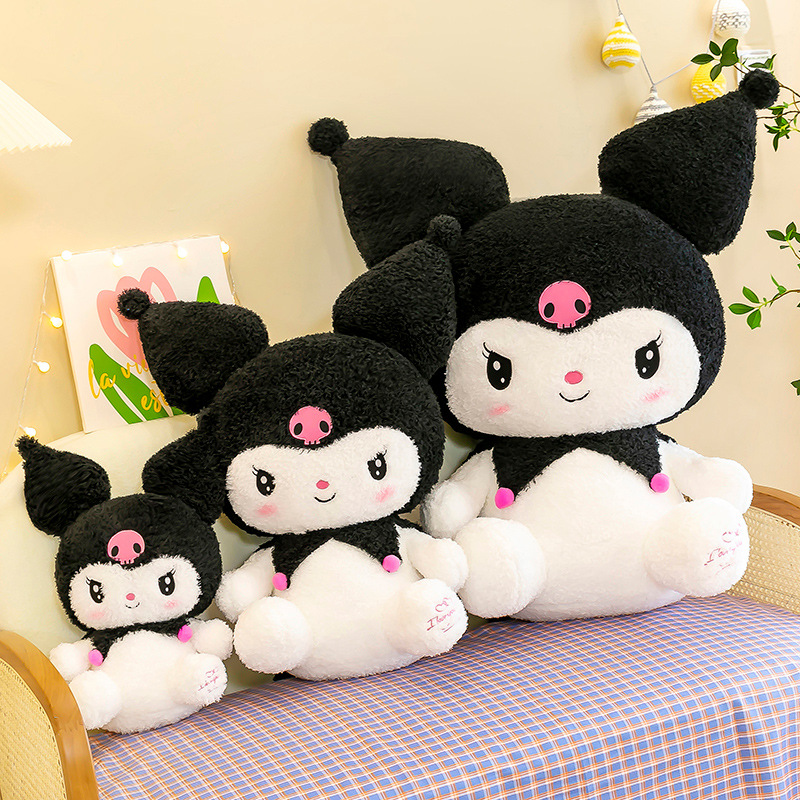 XLT Kuromi Plush Toy Sanrio Doll Little Demon Dark Kuromi Melody Doll Grab  Machine Cherry velvet Kuromi 45cm（0.45kg）