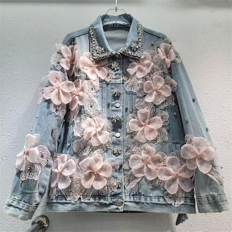 2026 suave mariposa diamante chaqueta vaquín cuentas de clavos chaqueta suelta primavera plegable para vestir vaquín versátil chaqueta de mujer
