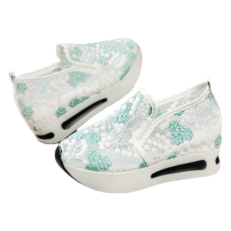 2024 Женская мода плоское дно для повышения сетчатой пряжи дышащая повседневная обувь поддерживает трансграничные платформы