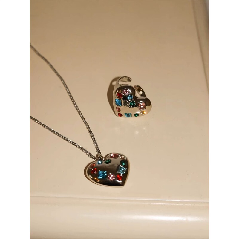 Imagine love [diamond] pendant clavicle chain simple niche accessories necklace/open love ring